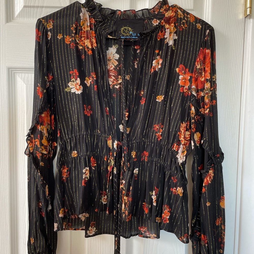 Planet Blue Tie Front Blouse